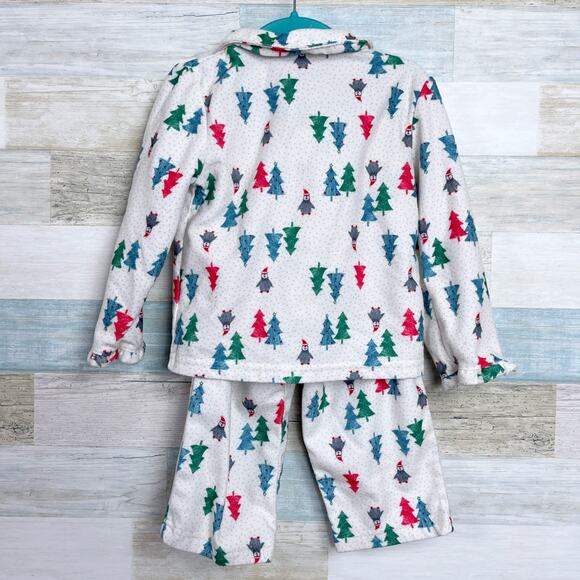 Carters Christmas Tree Penguin Fleece Pajama Set Cream 2 Pc Toddler Girl 2T - Picture 3 of 8